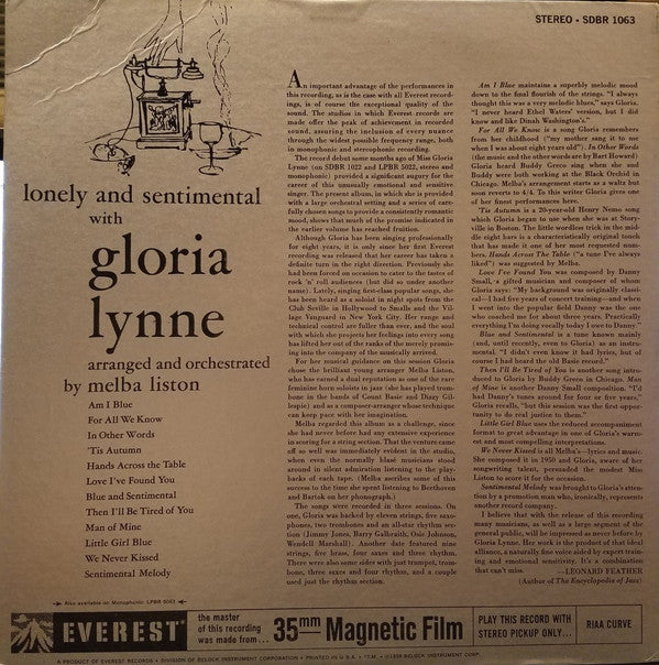Gloria Lynne - Lonely And Sentimental - LP