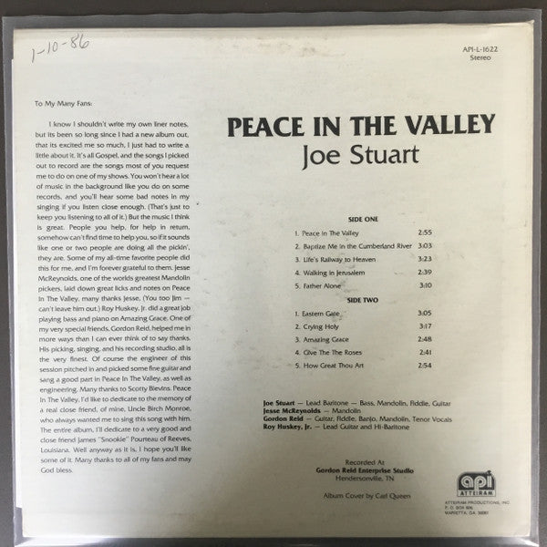 Joe Stuart - Peace In The Valley - LP