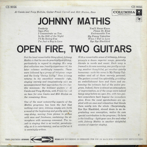 Johnny Mathis - Open Fire, Two Guitars - LP