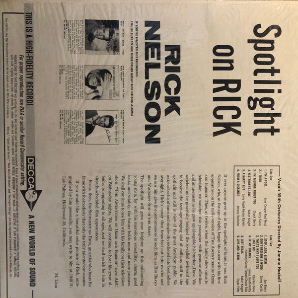 Rick Nelson* - Spotlight On Rick - LP