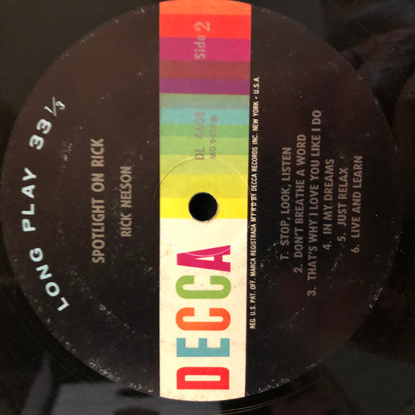 Rick Nelson* - Spotlight On Rick - LP