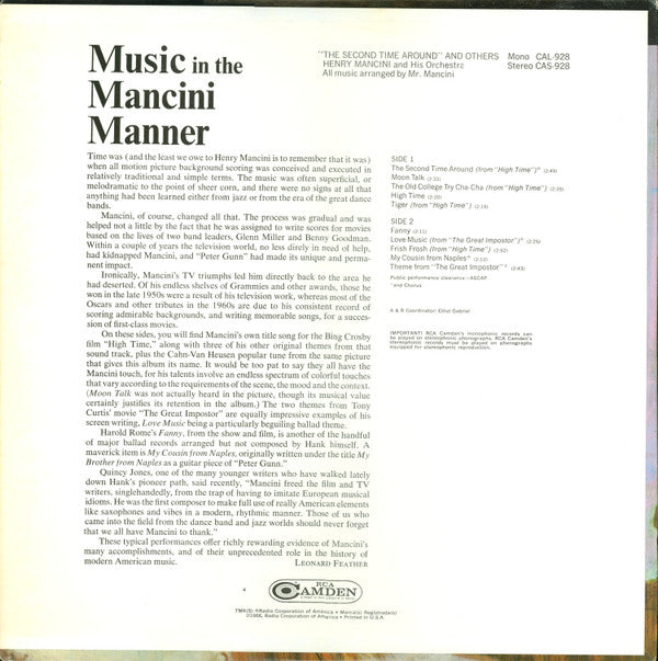 Henry Mancini - The Second Time Around And Others - LP