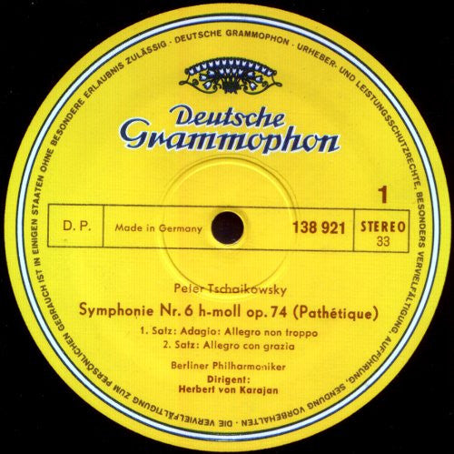 Peter Tschaikowksy* - Berliner Philharmoniker · Herbert von Karajan - Symphonie Nr.6 h-moll »Pathétique« - LP