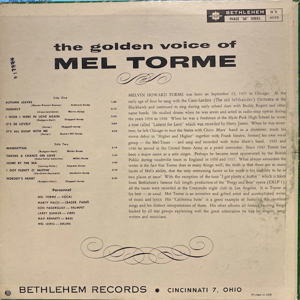 Mel Tormé - The Golden Voice Of Mel Tormé - LP