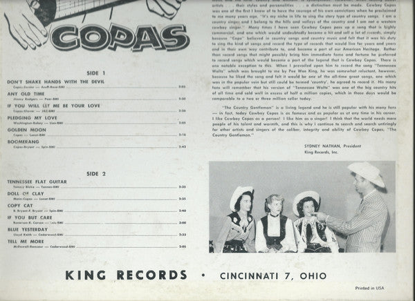 Cowboy Copas - The Country Gentleman Of Song - LP