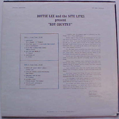 Dottie Lee And The Nite Lites - Dottie Lee And The Nite Lites Present  "Roy Country" - LP
