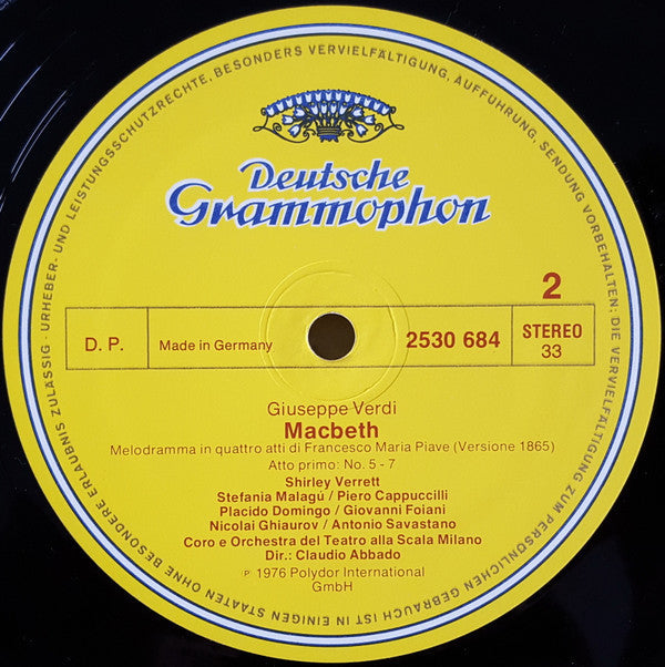 Verdi* - Shirley Verrett, Piero Cappuccilli, Plácido Domingo*, Nicolai Ghiaurov, Coro* E Orchestra Del Teatro Alla Scala, Claudio Abbado - Macbeth - LP