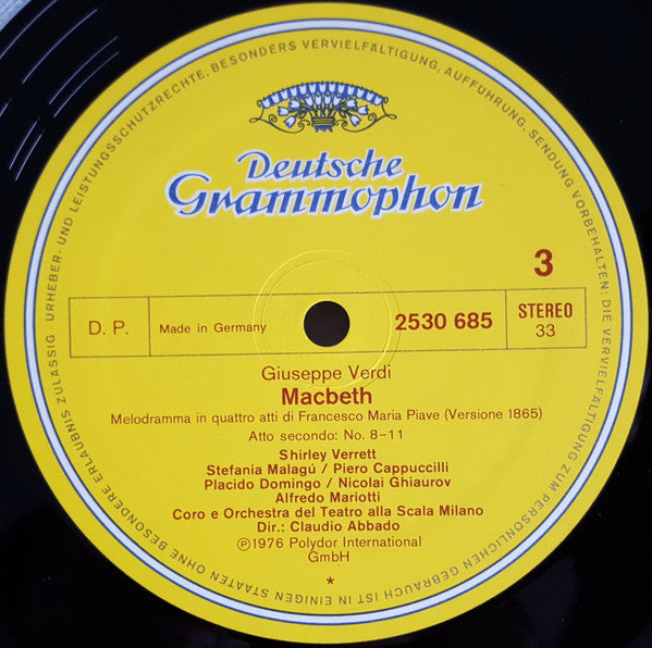 Verdi* - Shirley Verrett, Piero Cappuccilli, Plácido Domingo*, Nicolai Ghiaurov, Coro* E Orchestra Del Teatro Alla Scala, Claudio Abbado - Macbeth - LP