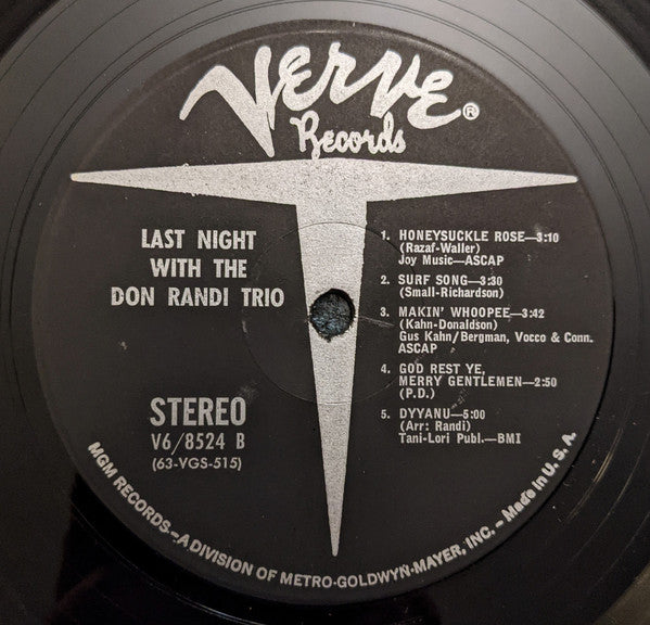 Don Randi Trio - Last Night / With The Don Randi Trio - LP