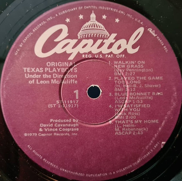 Original Texas Playboys Under The Direction Of Leon McAuliffe* - Original Texas Playboys - LP