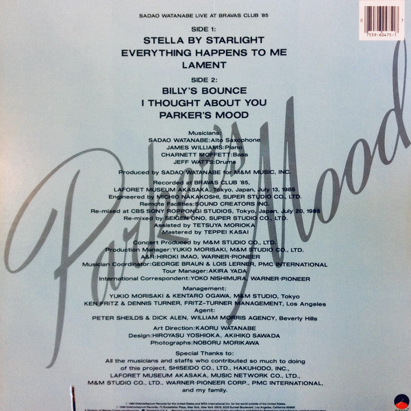 Sadao Watanabe - Parker's Mood - Sadao Watanabe Live At Bravas Club '85 - LP