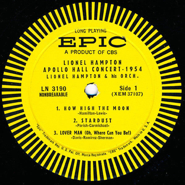 Lionel Hampton And His Orchestra - Lionel Hampton Apollo Hall Concert 1954 - LP