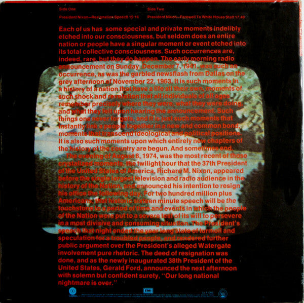 Richard Nixon - Resignation Of A President - August 8, 1974 - - LP
