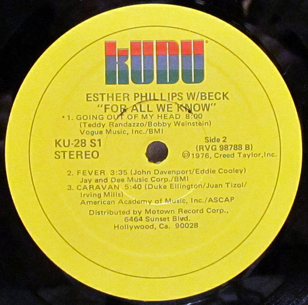 Esther Phillips With Beck* - For All We Know - LP