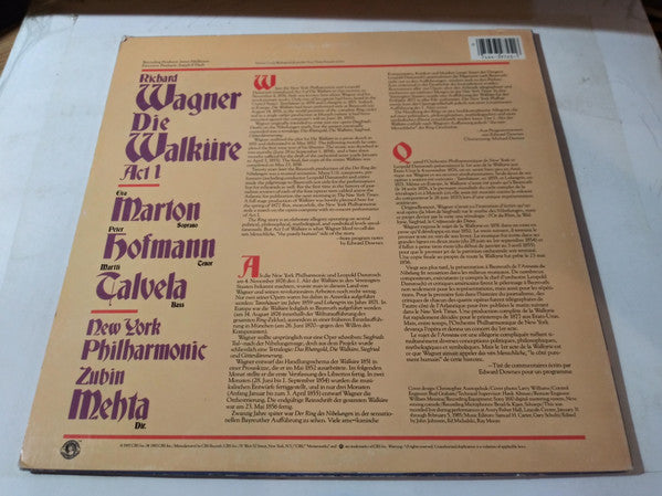 Richard Wagner - New York Philharmonic, Zubin Mehta - Die Walküre - Act 1 - LP