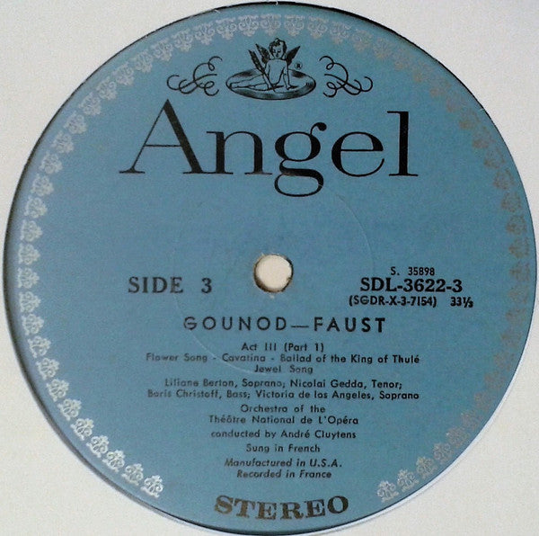 Gounod* / Victoria De Los Angeles, Nicolai Gedda, Boris Christoff, André Cluytens, Orchestra* And Chorus Of The Théâtre National De l'Opéra* - Faust - LP