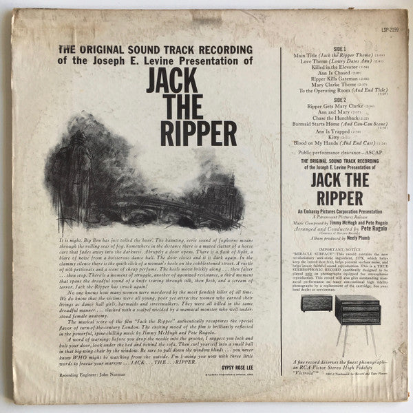 Jimmy McHugh and Pete Rugolo - Jack The Ripper (The Original Soundtrack Recording) - LP