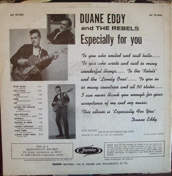 Duane Eddy His "Twangy" Guitar And The Rebels* - Especially For You - LP