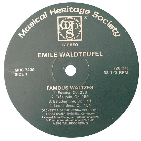Emile Waldteufel*, Orchestra Of The Vienna Volksoper*, Franz Bauer-Theussl - Famous Waltzes (The Skaters, España, Estudiantina, And Others) - LP