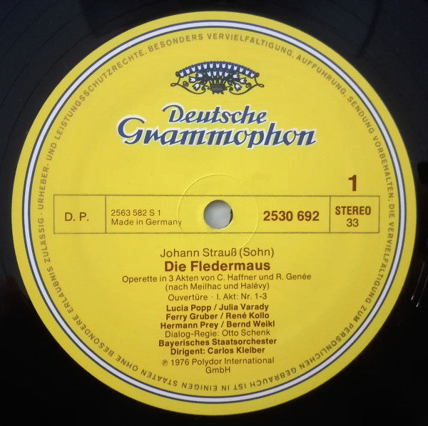 Johann Strauss* - Julia Varady*, Lucia Popp, Hermann Prey, Iwan Rebroff*, René Kollo, Bernd Weikl, Bayerisches Staatsorchester, Carlos Kleiber - Die Fledermaus - LP