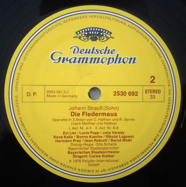 Johann Strauss* - Julia Varady*, Lucia Popp, Hermann Prey, Iwan Rebroff*, René Kollo, Bernd Weikl, Bayerisches Staatsorchester, Carlos Kleiber - Die Fledermaus - LP