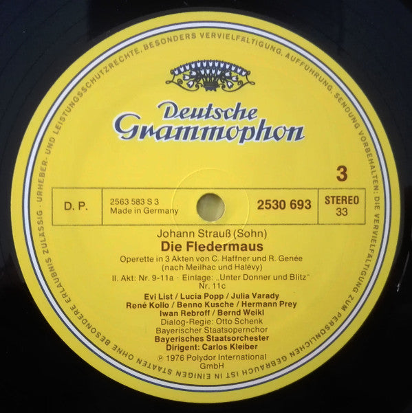 Johann Strauss* - Julia Varady*, Lucia Popp, Hermann Prey, Iwan Rebroff*, René Kollo, Bernd Weikl, Bayerisches Staatsorchester, Carlos Kleiber - Die Fledermaus - LP