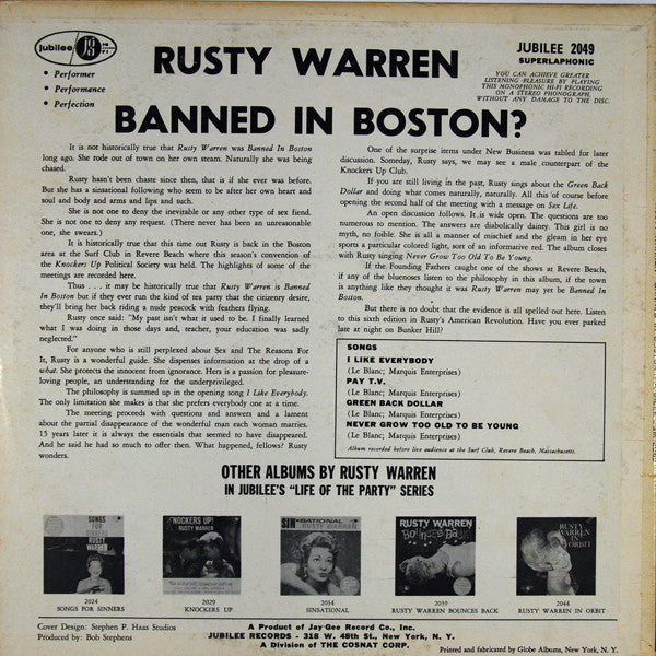 Rusty Warren - Banned In Boston? - LP