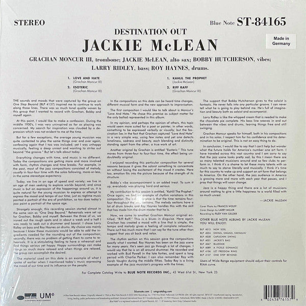 Jackie McLean - Destination... Out! - LP