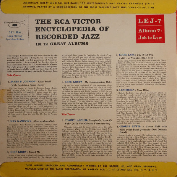 Various - The RCA Victor Encyclopedia Of Recorded Jazz: Album 7- Joh To Lew - LP