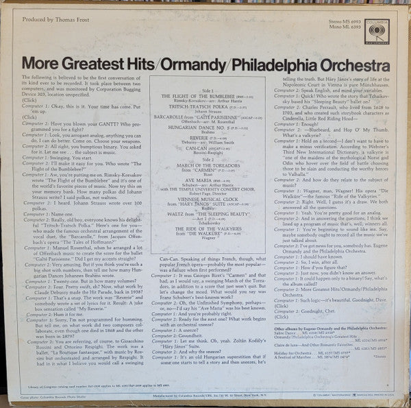 Ormandy*, Philadelphia Orchestra* - More Greatest Hits - LP