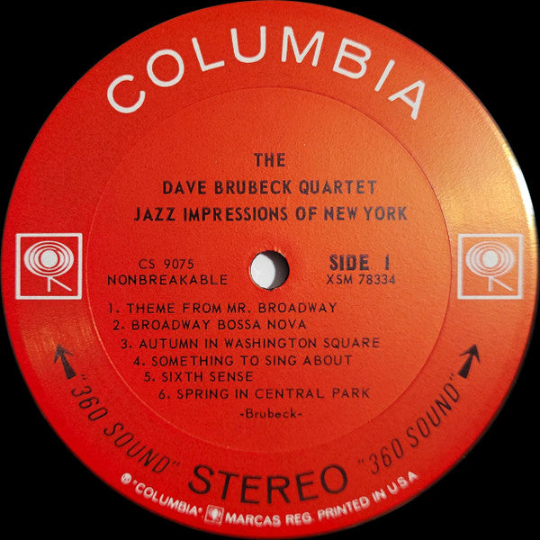The Dave Brubeck Quartet - Jazz Impressions Of New York - LP