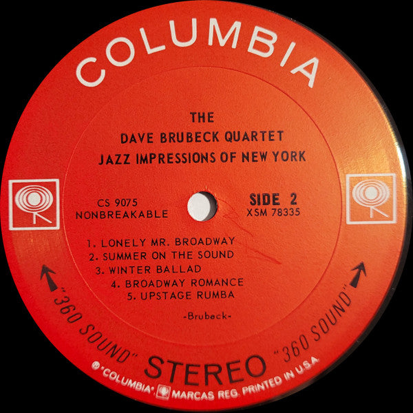 The Dave Brubeck Quartet - Jazz Impressions Of New York - LP