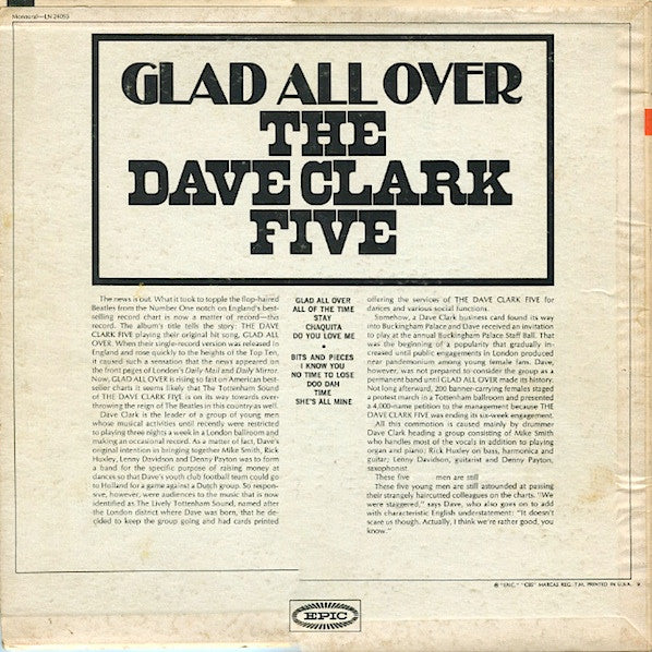 The Dave Clark Five - Glad All Over - LP