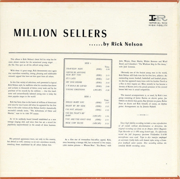 Rick Nelson* - Million Sellers - LP