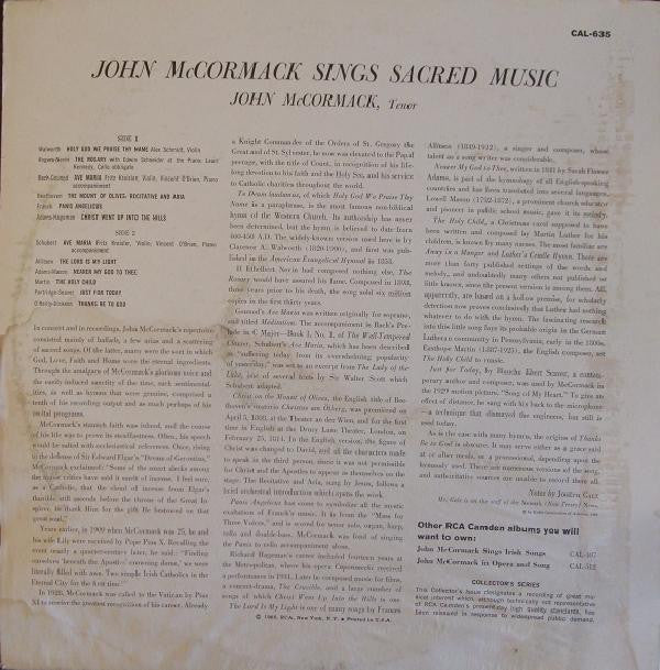 John McCormack  - John McCormack Sings Sacred Music - LP