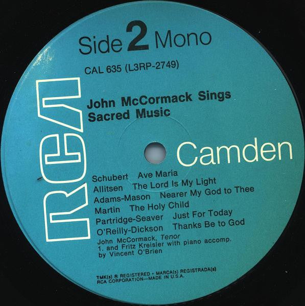 John McCormack  - John McCormack Sings Sacred Music - LP