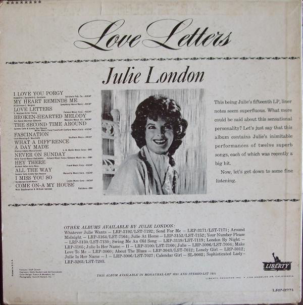 Julie London - Love Letters - LP