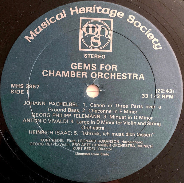 Pro Arte Chamber Orchestra Munich*, Kurt Redel - Gems for Chamber Orchestra - LP