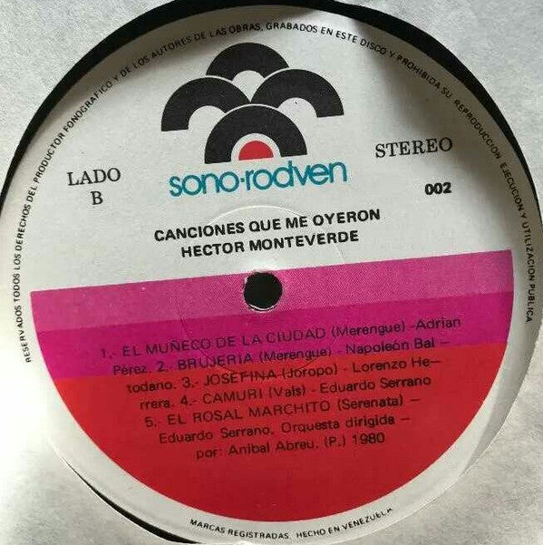 Héctor Monteverde - Canciones Que Me Oyeron - LP