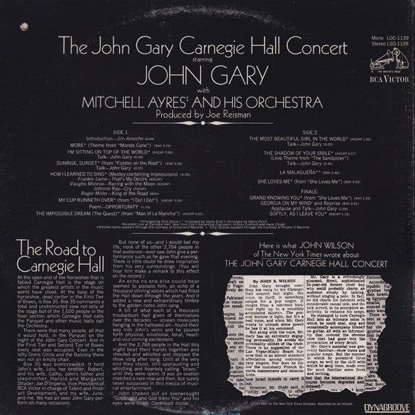 John Gary - Carnegie Hall Concert - LP