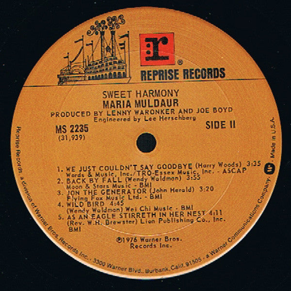 Maria Muldaur - Sweet Harmony - LP