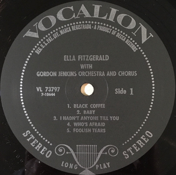 Ella Fitzgerald With Gordon Jenkins and his Orchestra and Chorus - Ella Fitzgerald With Gordon Jenkins' Orchestra And Chorus - LP