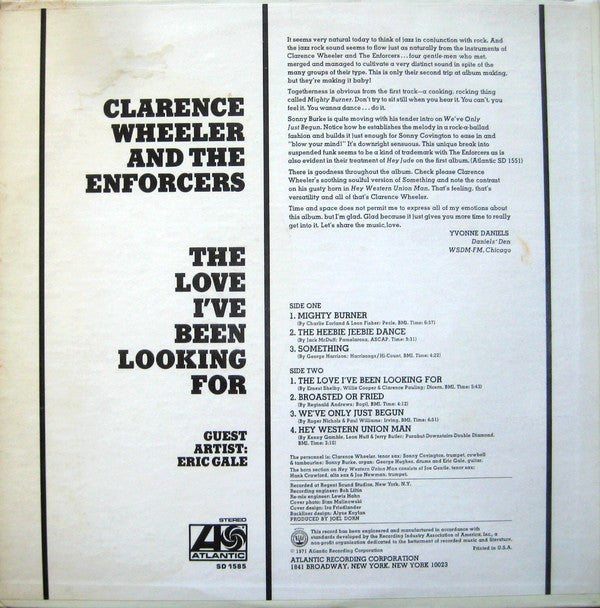 Clarence Wheeler And The Enforcers* - The Love I've Been Looking For - LP