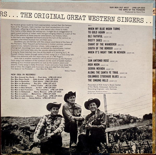 Sons Of The Pioneers* - Our Men Out West - LP