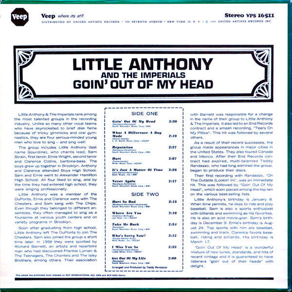 Little Anthony & The Imperials - Goin Out Of My Head - LP