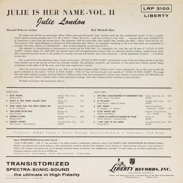 Julie London - Julie Is Her Name Volume II - LP