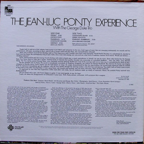 The Jean-Luc Ponty Experience* With The George Duke Trio* - The Jean-Luc Ponty Experience - LP