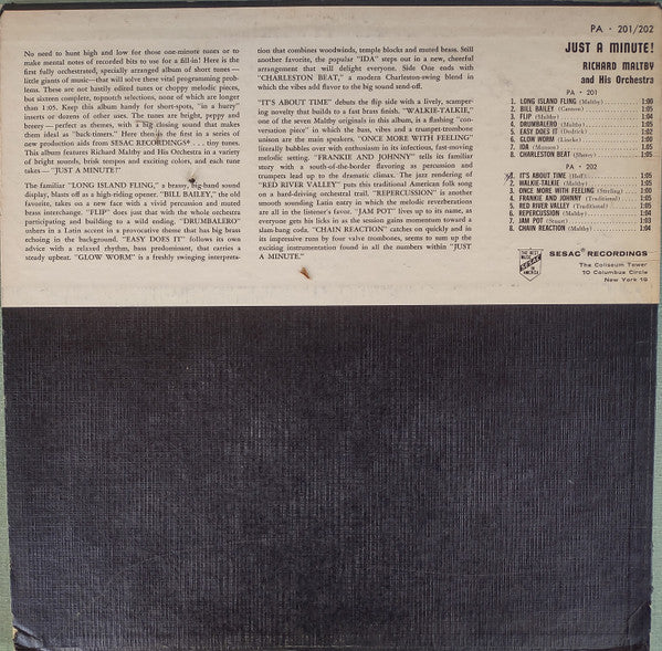 Richard Maltby And His Orchestra - Just A Minute! - LP