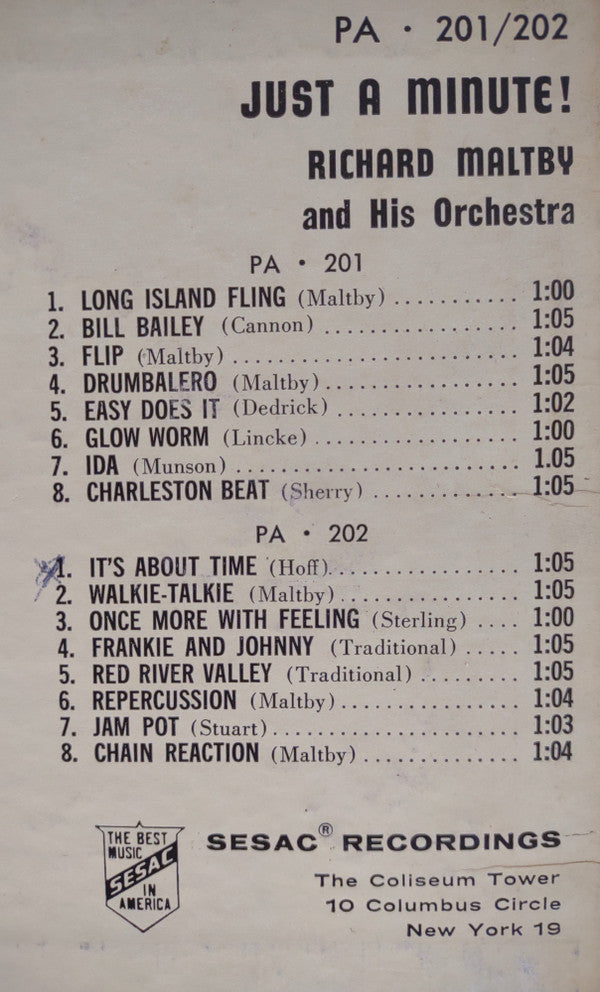 Richard Maltby And His Orchestra - Just A Minute! - LP
