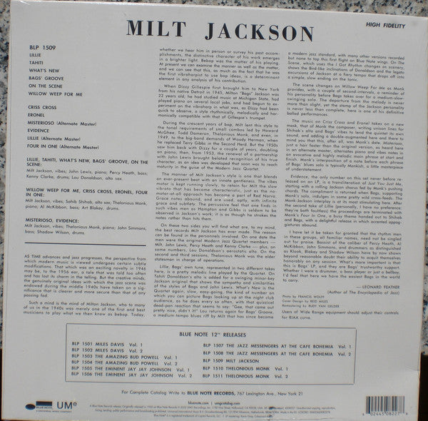 Milt Jackson With John Lewis , Percy Heath, Kenny Clarke, Lou Donaldson And The Thelonious Monk Quintet - Milt Jackson With John Lewis, Percy Heath, Kenny Clarke, Lou Donaldson And The Thelonious Monk Quintet - LP